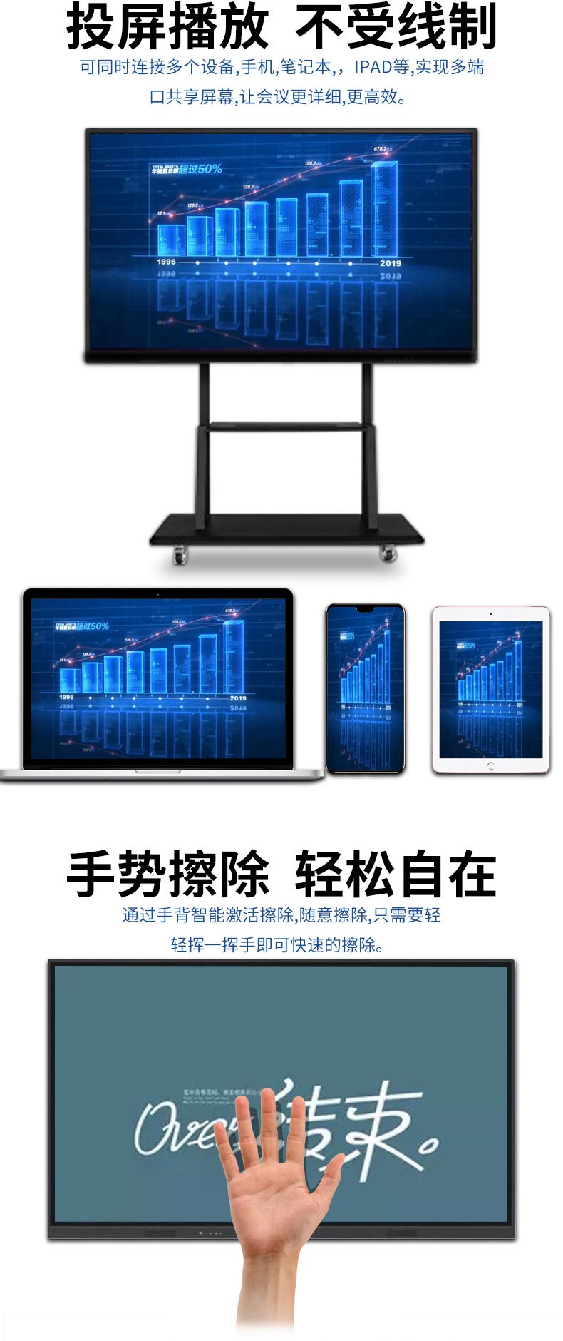 支持投屏播放以及快速擦拭