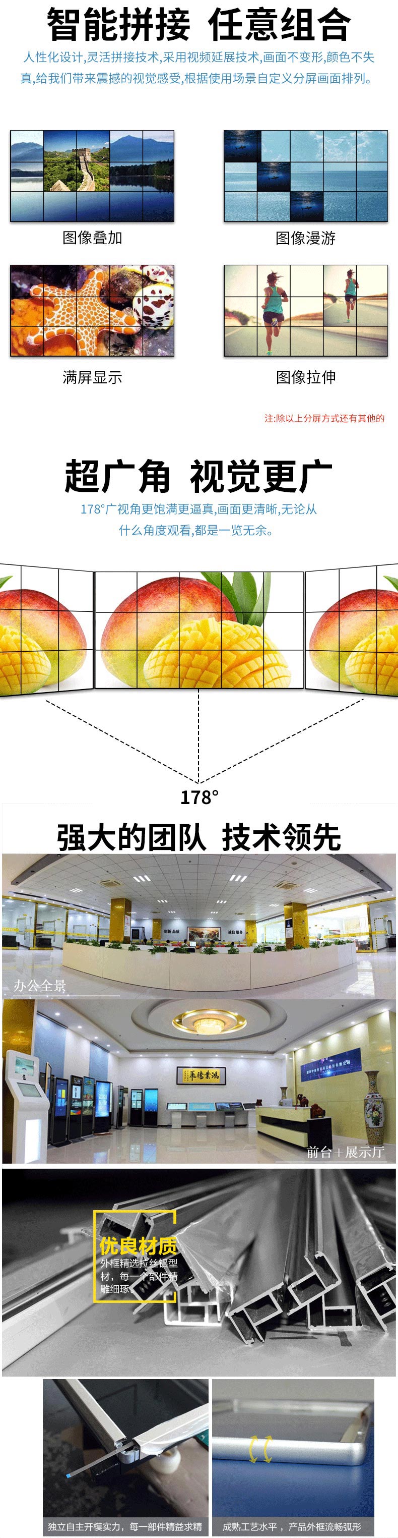 支持多種組合模式，超廣視角